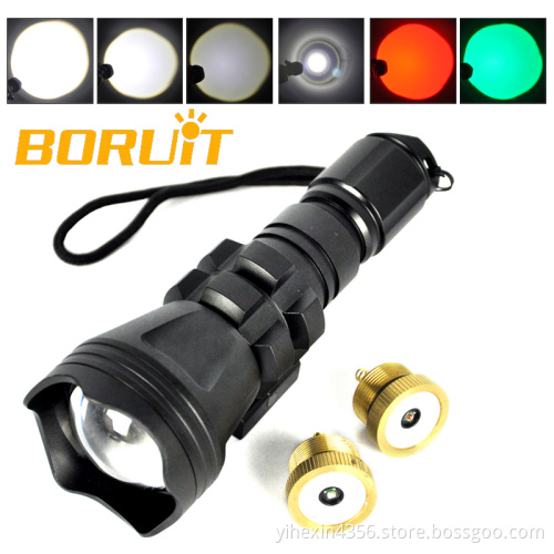 Boruit B158- White Red Green Light Night Hunting Torch Light With Gun Mount